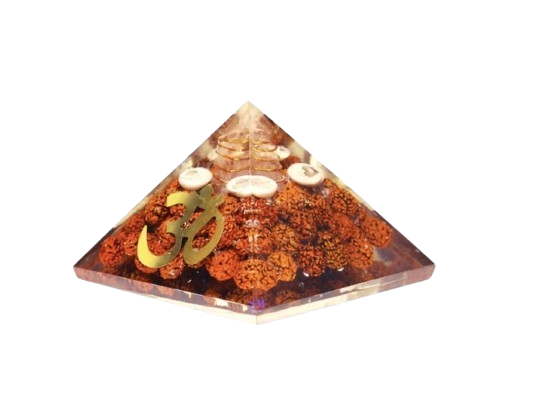 Rudraksha Orgonite Pyramid with Gomati Chakra and Sacred Om
