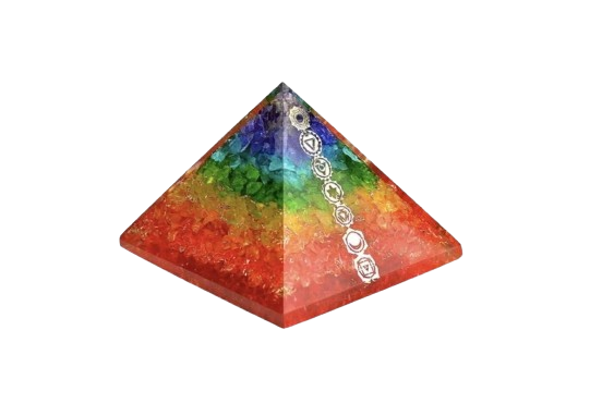 Orgone Pyramid Seven Chakra Onyx Crystals (70–75 mm)